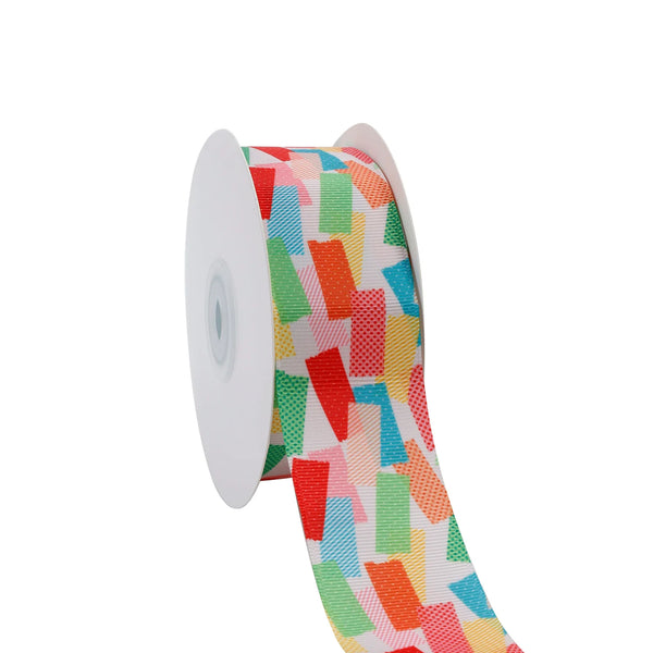 1 1/2" Printed Grosgrain Ribbon | Ticker Tape (10035) | 20 Yard Roll