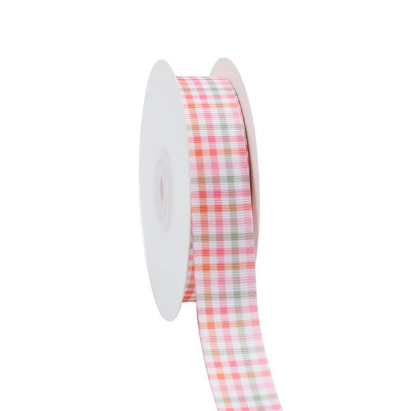 7/8" Printed Grosgrain Ribbon | Girl Plaid (10028) | 20 Yard Roll