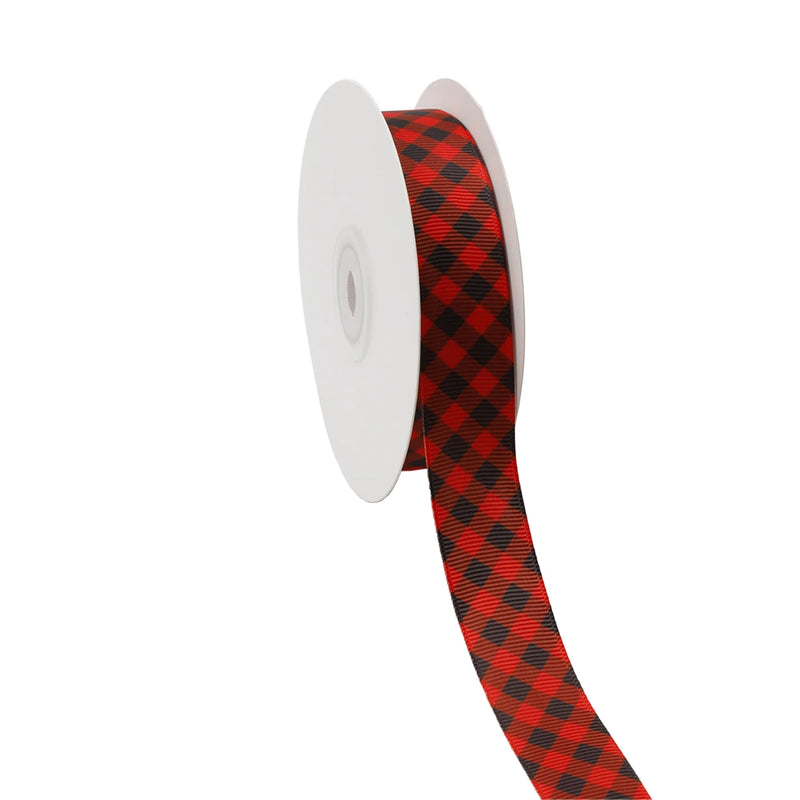 7/8" Printed Grosgrain Ribbon | Lumberjack Plaid (10054) | 20 Yard Roll