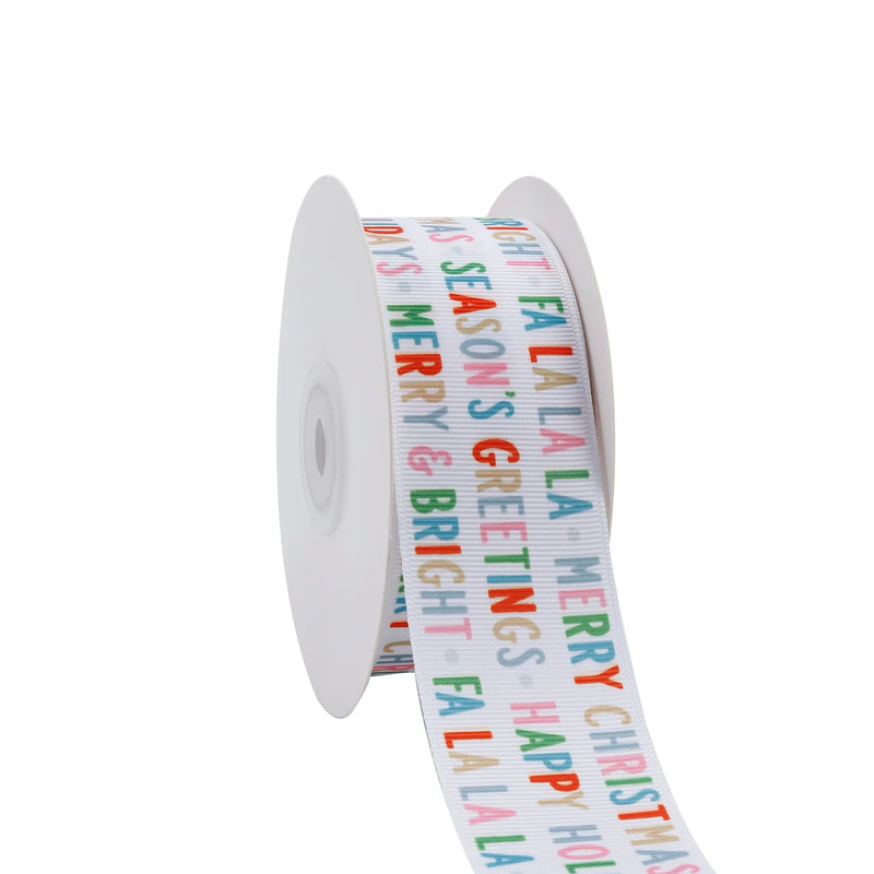 1 1/2" Printed Grosgrain Ribbon | Merry & Bright (10033) | 20 Yard Roll