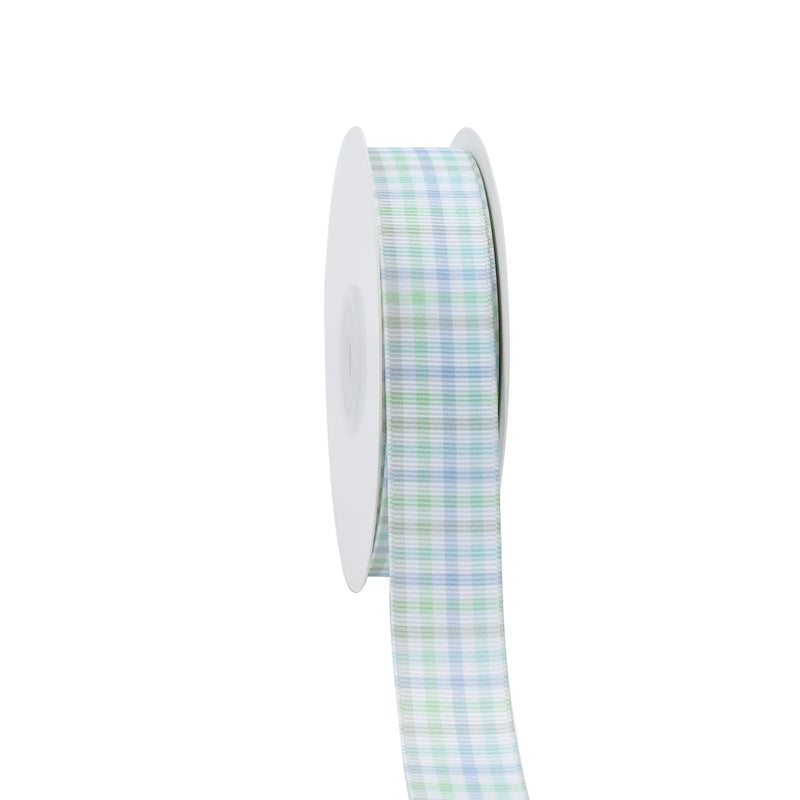 7/8" Printed Grosgrain Ribbon | Boy Plaid (10025) | 20 Yard Roll