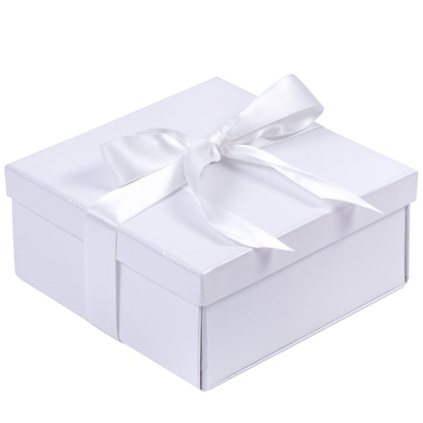 5" x 5" x 2.4" Gift Box w/ Satin Ribbon | White