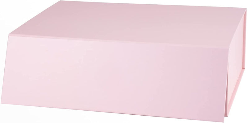 14" x 9" x 4.3" Collapsable Gift Box w/ Magnetic Square Flap Lid | Pink