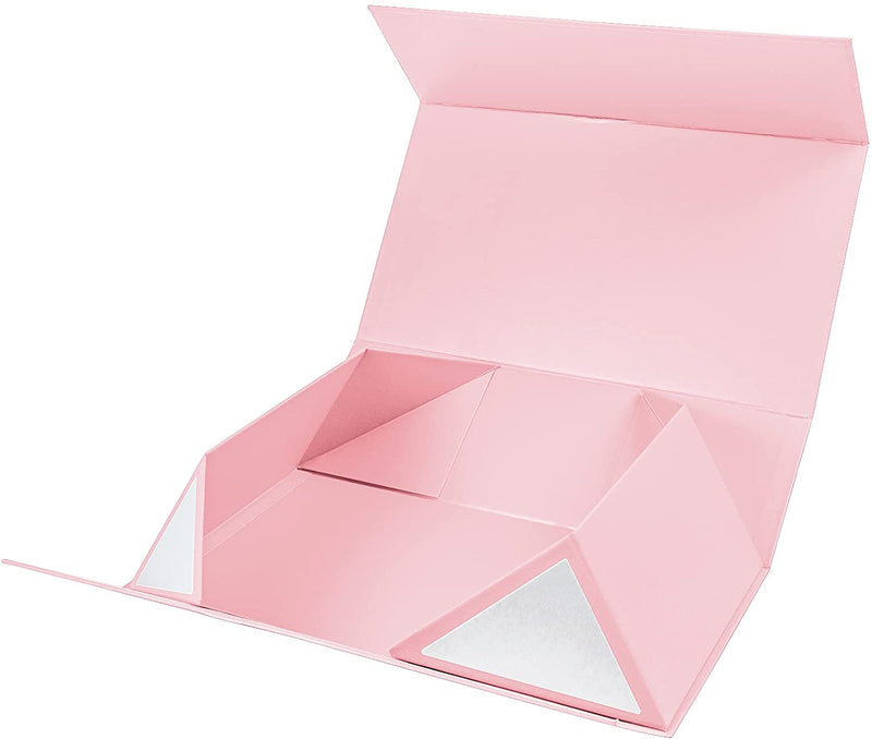 14" x 9" x 4.3" Collapsable Gift Box w/ Magnetic Square Flap Lid | Pink