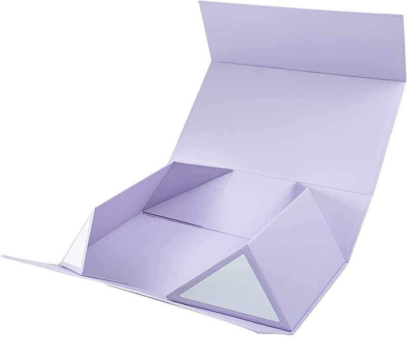 14" x 9" x 4.3" Collapsable Gift Box w/ Magnetic Square Flap Lid | Purple