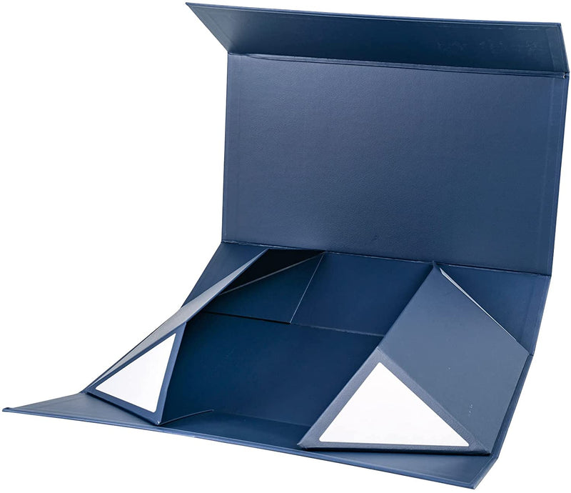 14" x 9" x 4.3" Collapsable Gift Box w/ Magnetic Square Flap Lid | Navy