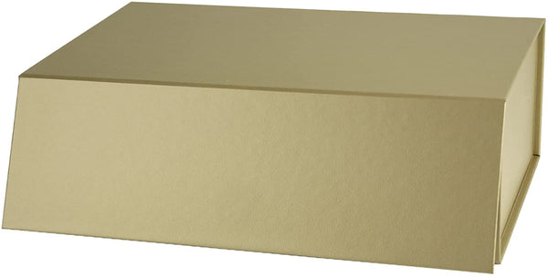 14" x 9" x 4.3" Collapsable Gift Box w/ Magnetic Square Flap Lid | Gold