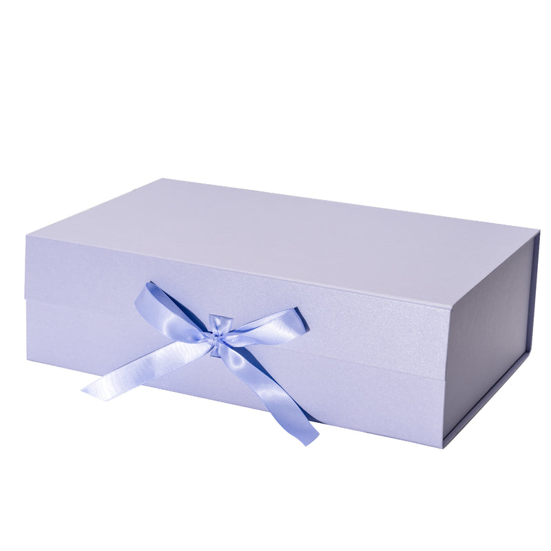 14" x 9" x 4.3" Collapsable Gift Box w/ Satin Ribbon & Magnetic Square Flap Lid | Taro