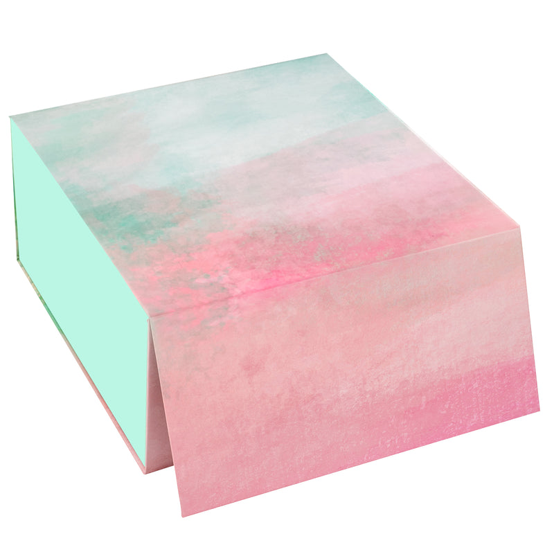 8" x 8" x 4" Collapsable Gift Box w/ 2-pcs White Tissue Paper & Magnetic Square Flap Lid | Gradient Color