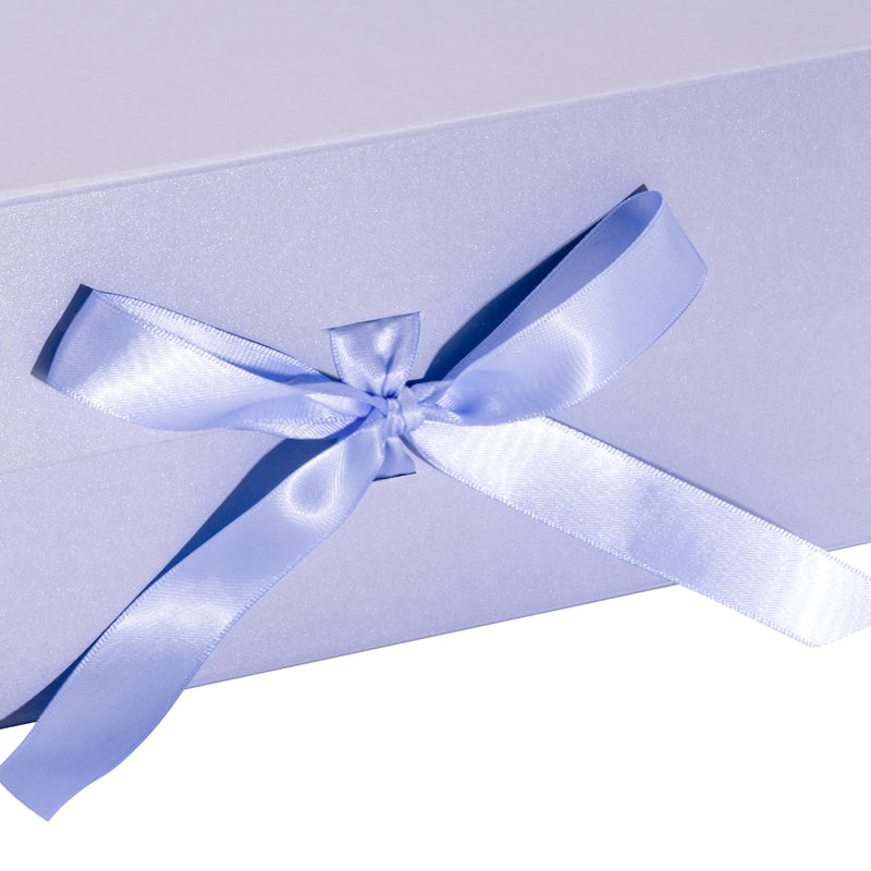 14" x 9" x 4.3" Collapsable Gift Box w/ Satin Ribbon & Magnetic Square Flap Lid | Taro