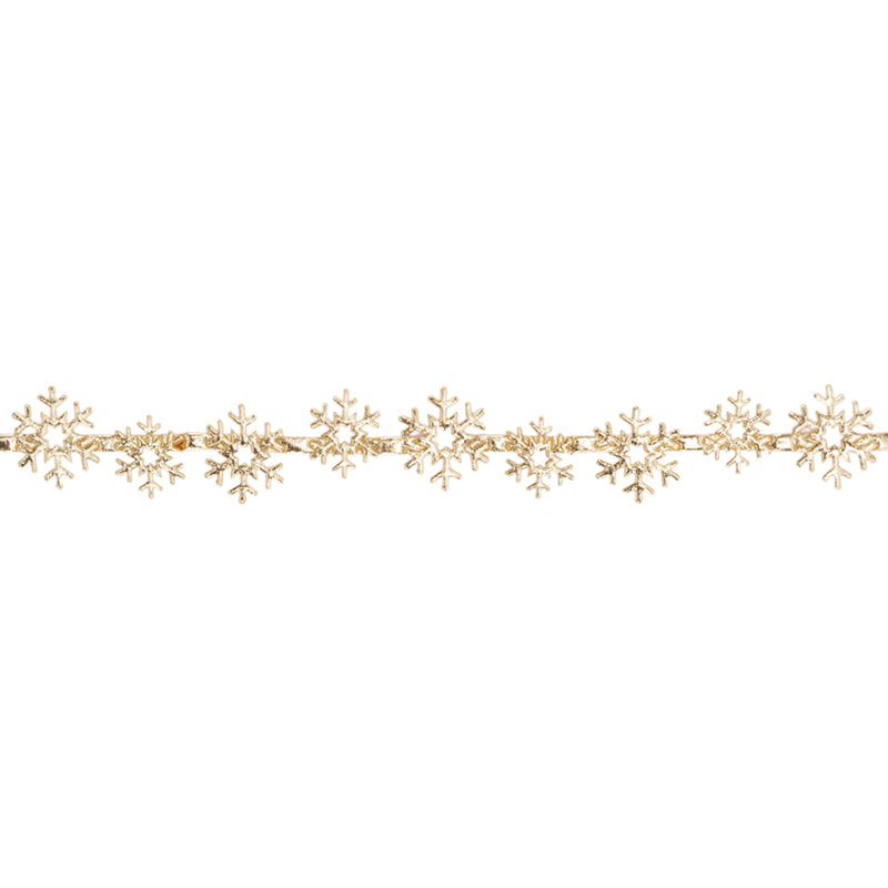 7/8" Ultrasonic Trim | Metallic Gold Snowflake | 10 Yard Roll