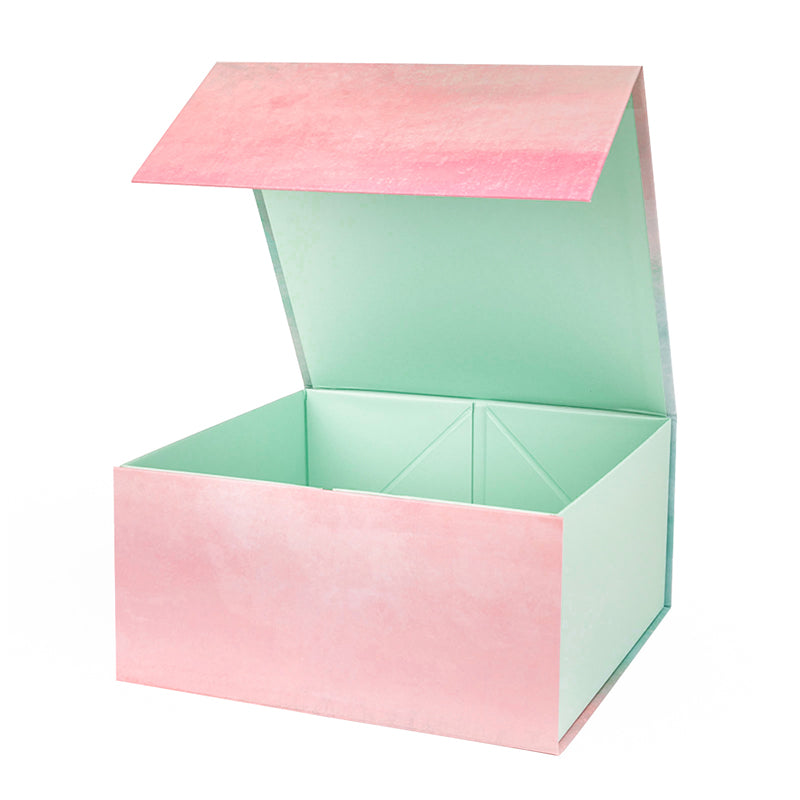 8" x 8" x 4" Collapsable Gift Box w/ 2-pcs White Tissue Paper & Magnetic Square Flap Lid | Gradient Color