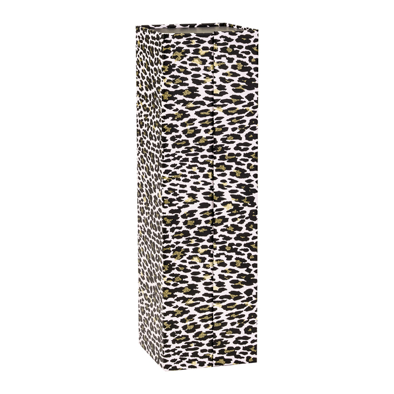 13" x 3.7" x 3.7" Collapsable Gift Box & Magnetic Square Flap Lid | Glitter Leopard