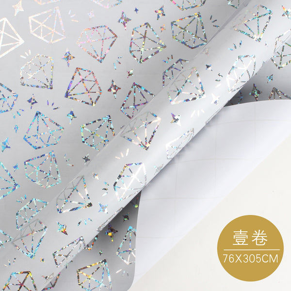 30" x 10' Wrapping Paper | White/Silver Diamonds