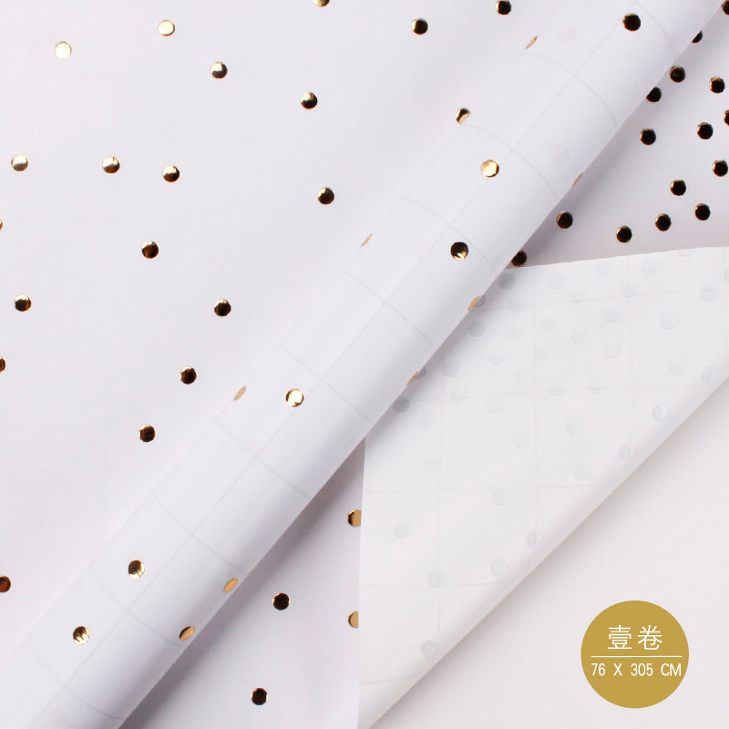 30" x 10' Wrapping Paper | White/Gold Dots