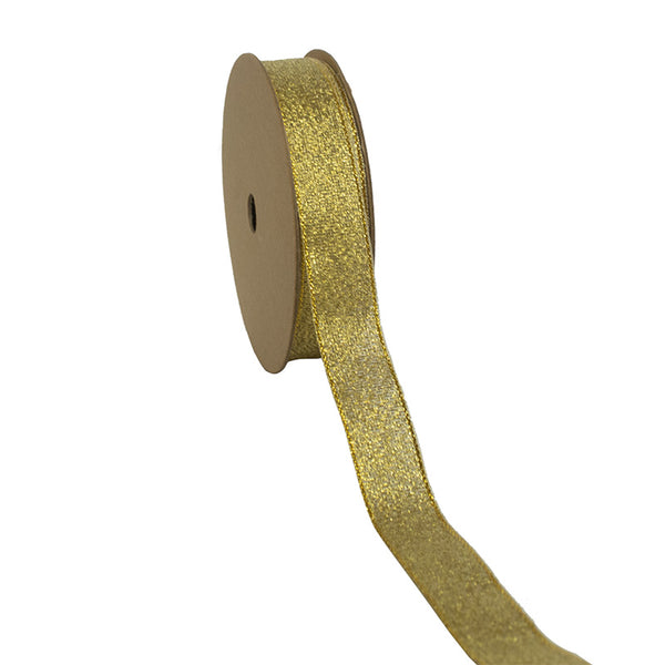 5/8" Metallic Tafetta Ribbon | Lt Gold (Gl) | 25 Yard Roll
