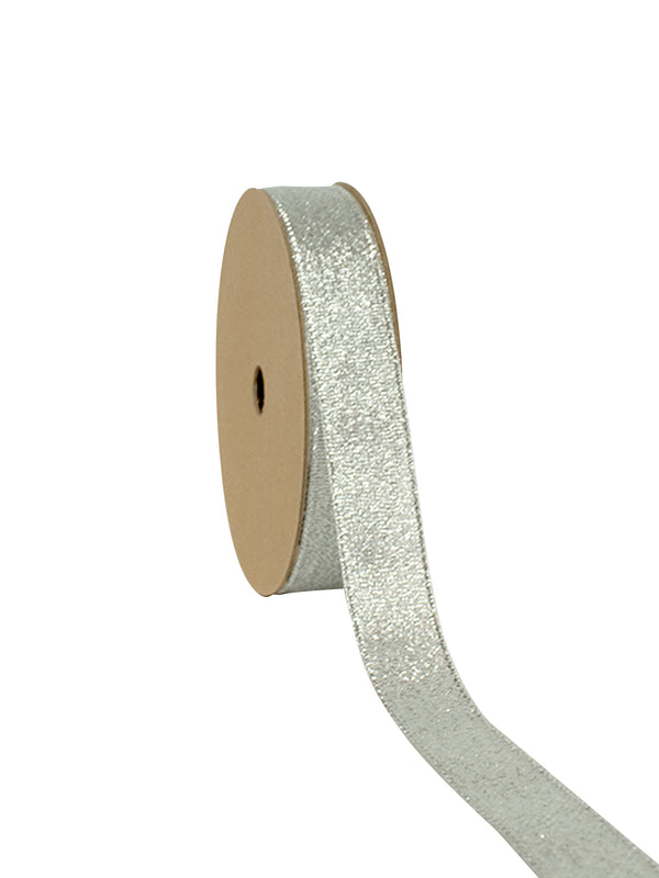 3/8" Metallic Tafetta Ribbon | Silver (Sl) | 25 Yard Roll