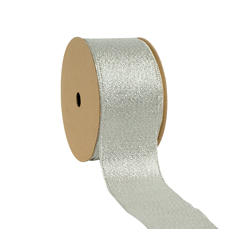 1 1/2" Metallic Tafetta Ribbon | Silver (Sl) | 25 Yard Roll