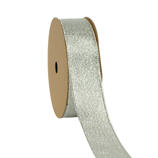 7/8" Metallic Tafetta Ribbon | Silver (Sl) | 25 Yard Roll