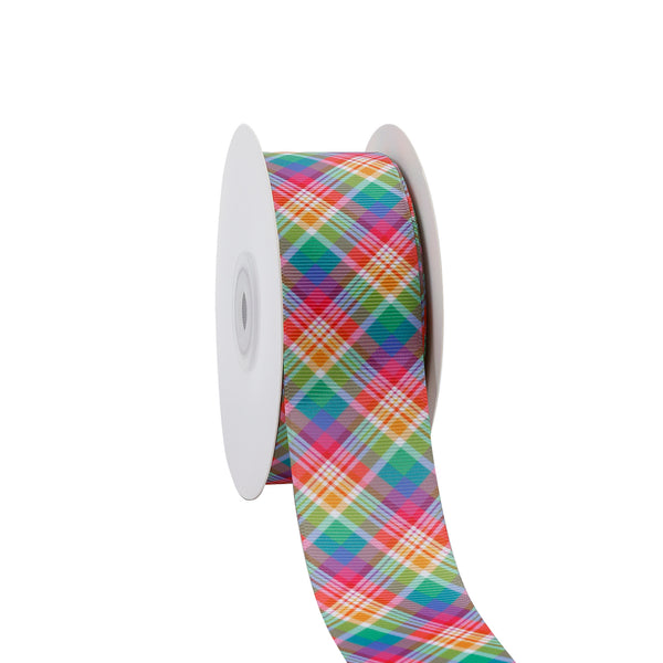 1 1/2" Printed Grosgrain Ribbon | Spring Plaid (10041) | 100 Yard Roll