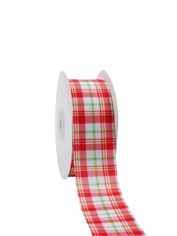 1 1/2" Printed Grosgrain Ribbon | Merry Plaid (10057) | 20 Yard Roll