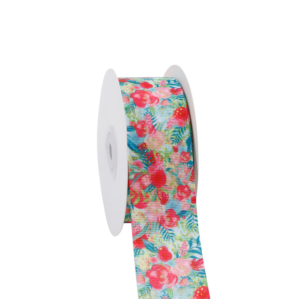 1 1/2" Printed Grosgrain Ribbon | Floral Beauty (10050) | 100 Yard Roll