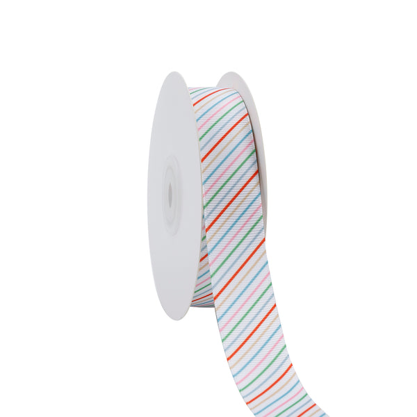 7/8" Printed Grosgrain Ribbon | Merry Stripe (10031) | 100 Yard Roll