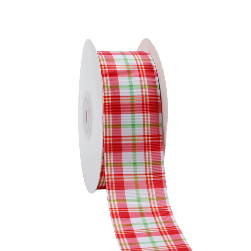 1 1/2" Printed Grosgrain Ribbon | Merry Plaid (10057) | 100 Yard Roll