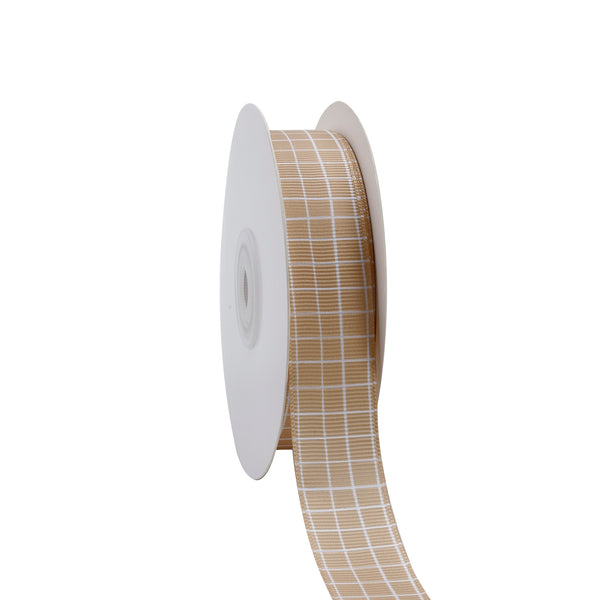 7/8" Printed Grosgrain Ribbon | Harvest Check (10020) | 100 Yard Roll