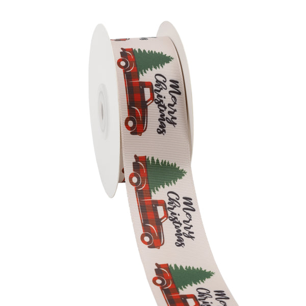 1 1/2" Printed Grosgrain Ribbon | Tree Wagon (10056) | 100 Yard Roll