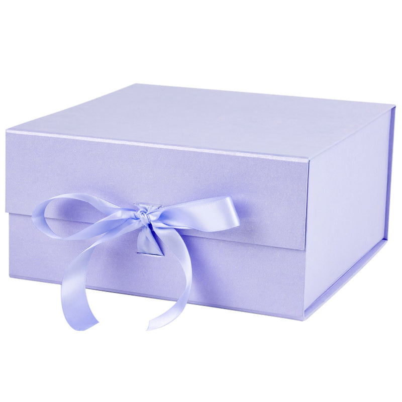 8" x 8" x 4" Collapsable Gift Box w/ Satin Ribbon & Magnetic Square Flap Lid | Taro