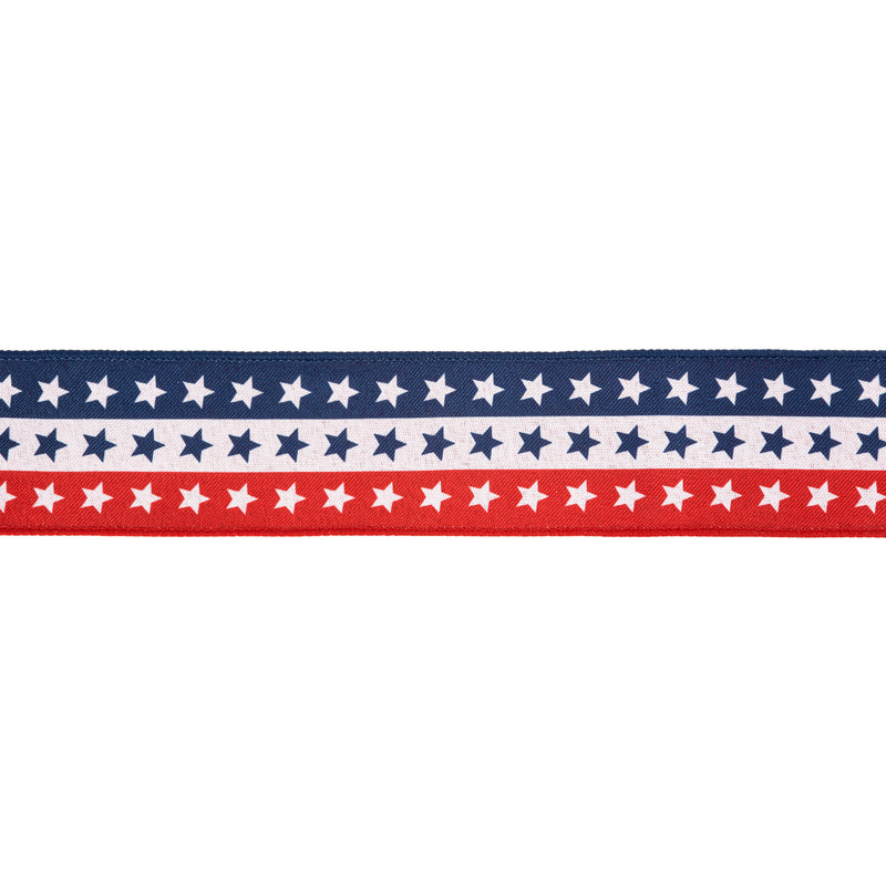 2 1/2" Wired Ribbon | Tri-Stripe Stars | 10 Yard Roll