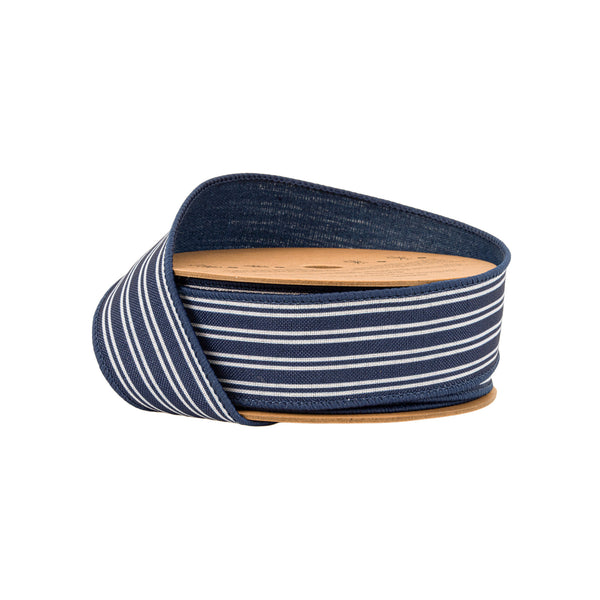 1 1/2" Wired RIbbon | Ticking Stripe Navy | 10 Yard Roll